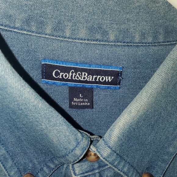 Mens Croft & Barrow Denim Oxford Long Sleeve Button Down Shirt - Picture 5 of 11